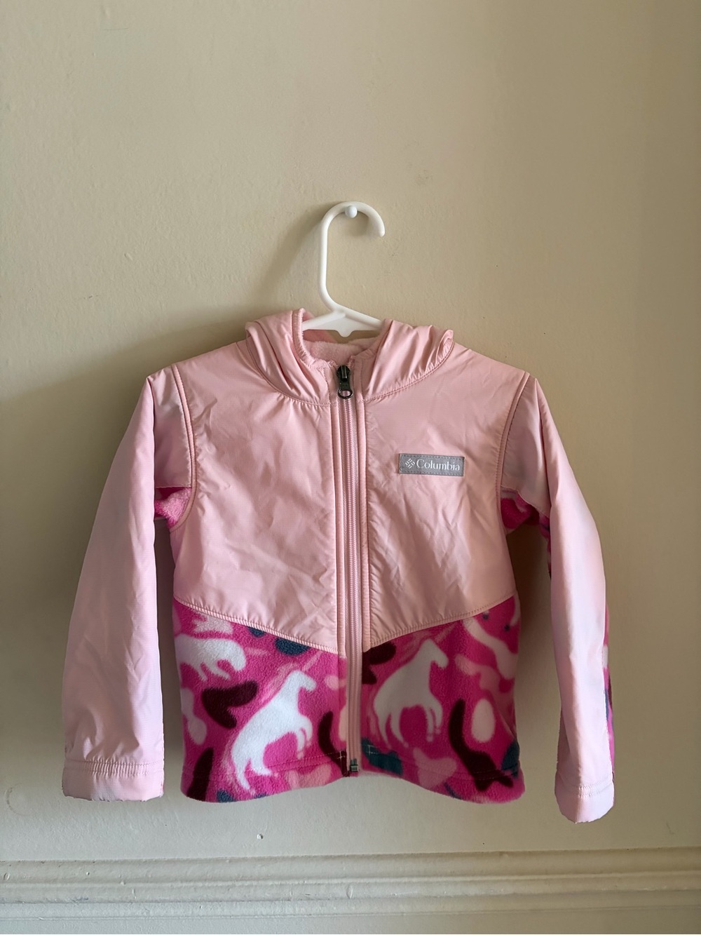 Columbia Pink Hooded Kids’ Two-Tone Fleece Coverup